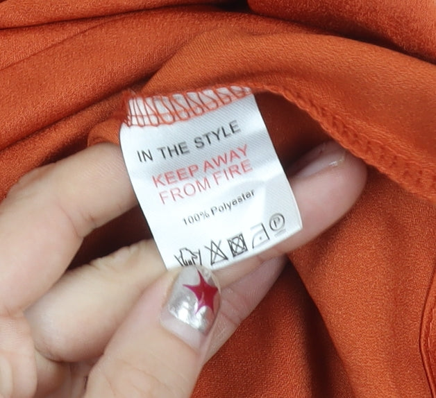 In The Style Women’s Orange Shirt Dress Size 12 Long Sleeve Collared