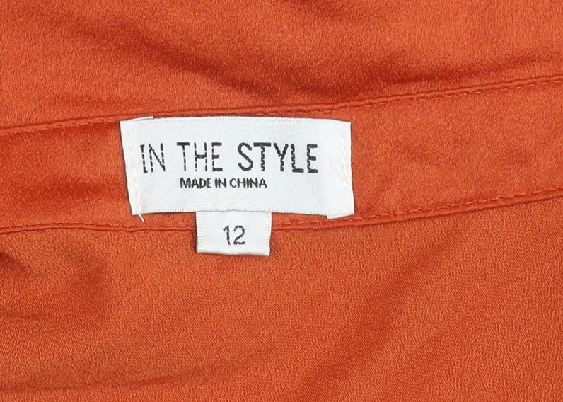 In The Style Women’s Orange Shirt Dress Size 12 Long Sleeve Collared