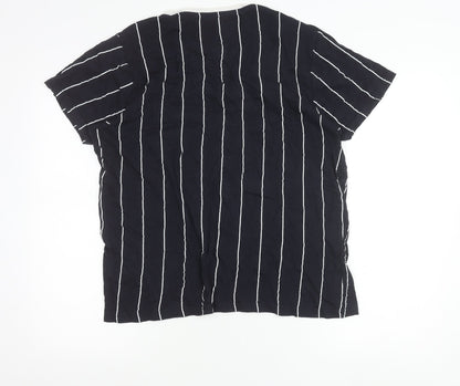 Brave Soul Womens Black Striped Cotton T-Shirt Size L