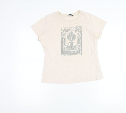 Womens UK Size 12 Red Herring Beige Basic T-Shirt