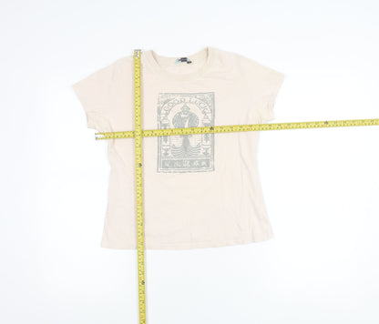 Womens UK Size 12 Red Herring Beige Basic T-Shirt