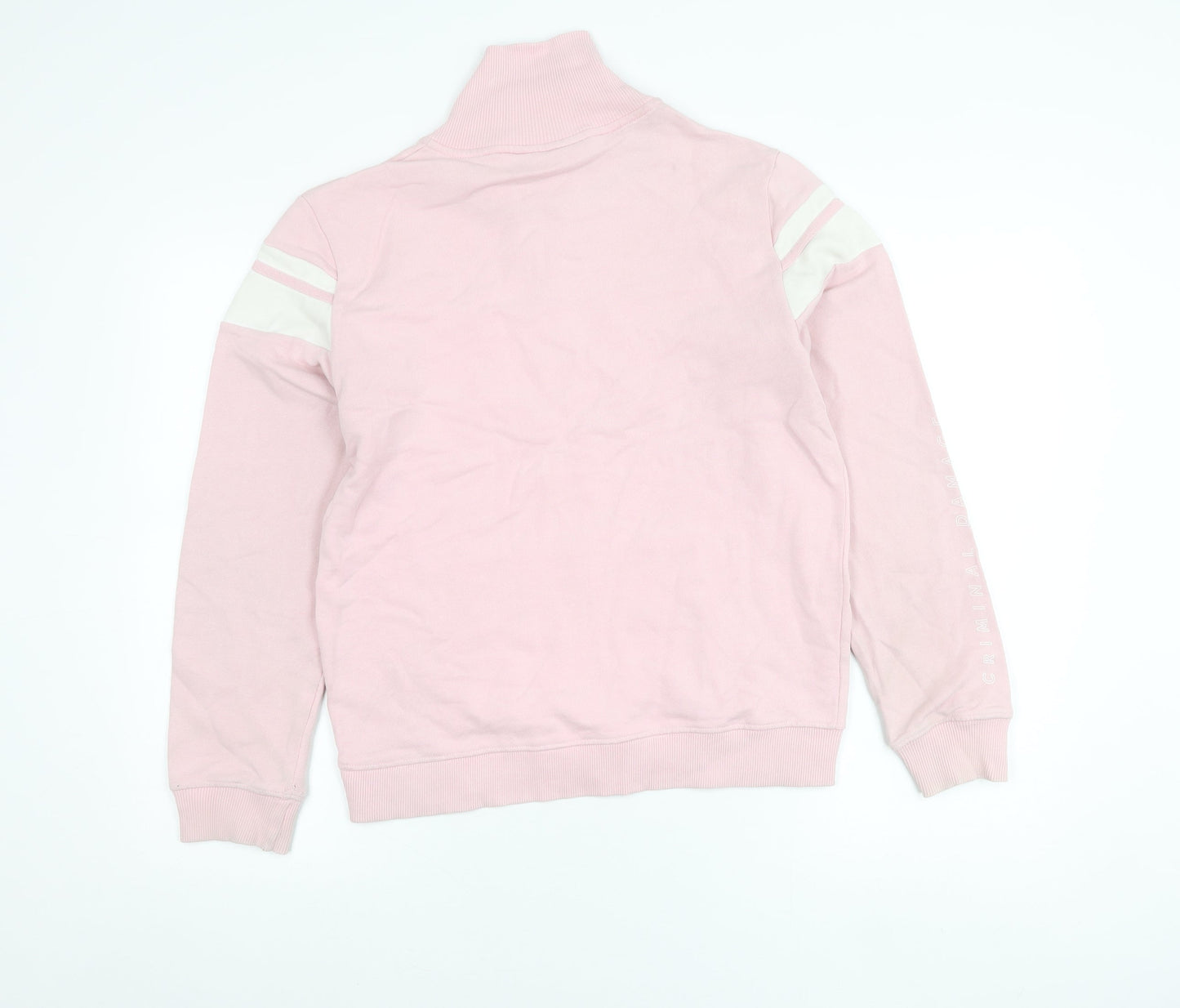 Criminal Damage Women’s Pink Varsity Jacket Size L Cotton Casual Zip Up