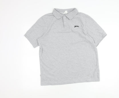 Slazenger Men's Grey Polo Shirt Size M Short Sleeve Sportswear
