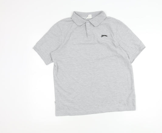 Slazenger Men's Grey Polo Shirt Size M Short Sleeve Sportswear