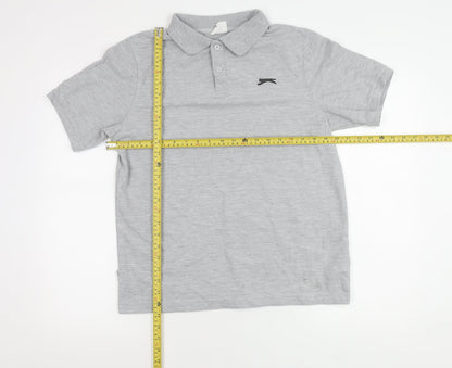 Slazenger Men's Grey Polo Shirt Size M Short Sleeve Sportswear