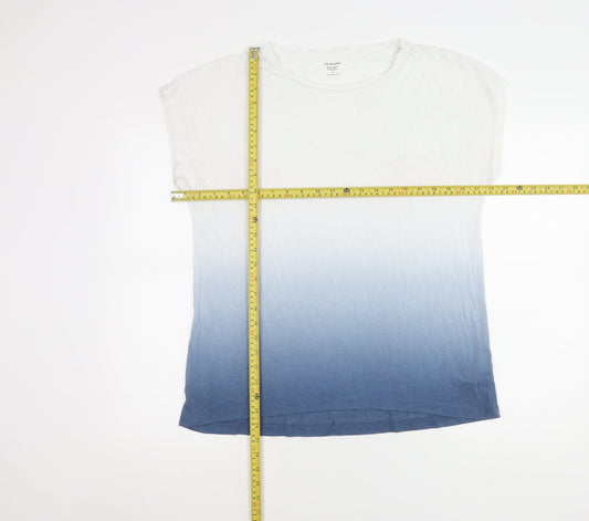 Marks and Spencer Women’s Blue White Ombre Crew Neck Relaxed Fit T-Shirt Size 12