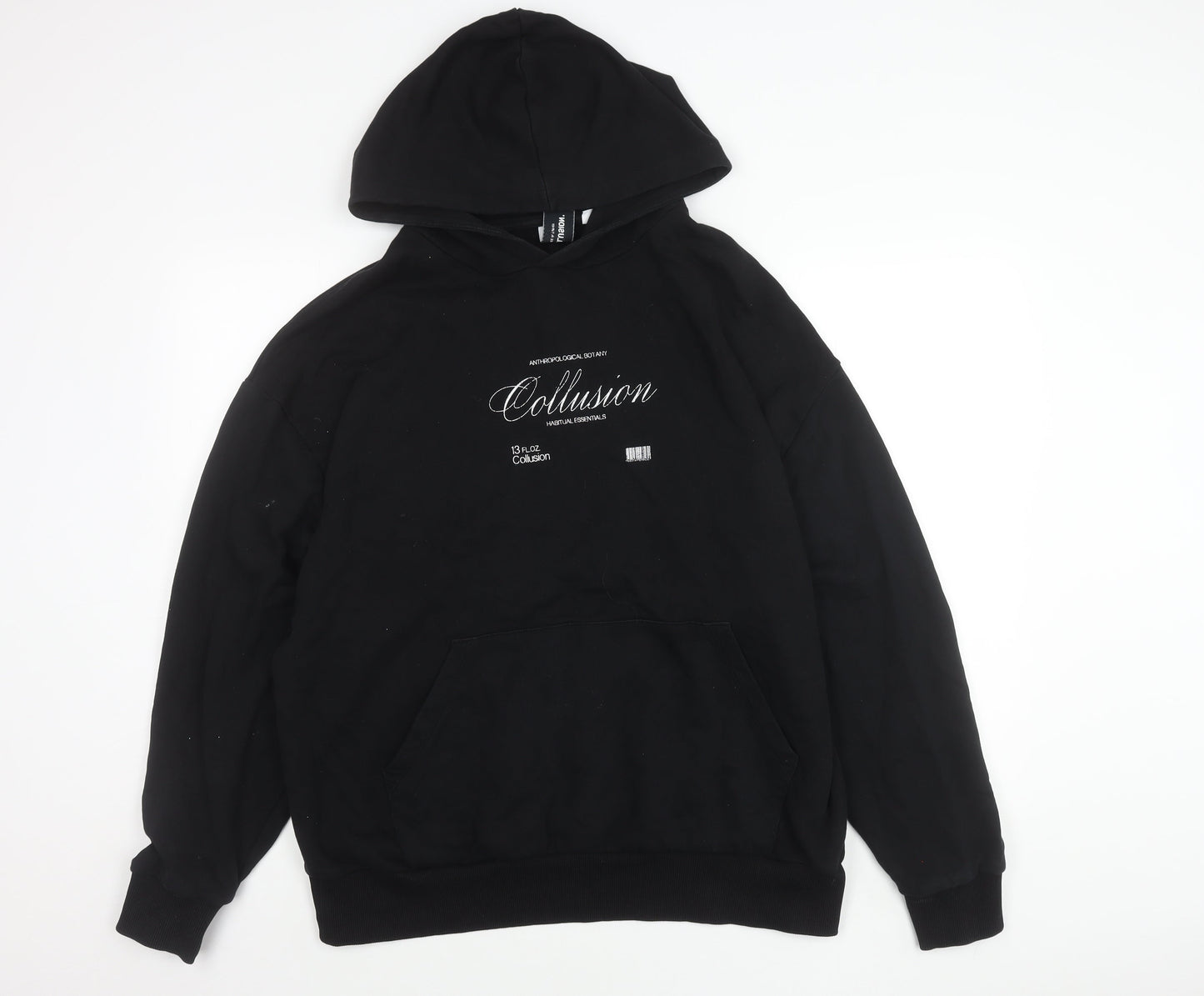 Collusion Womens Black Hoodie UK 10 Pullover Cotton Casual