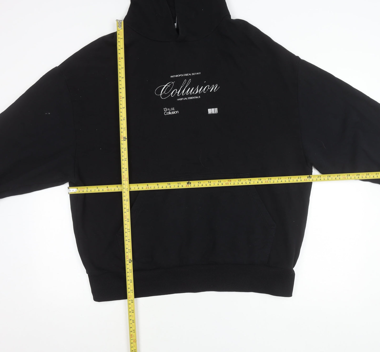 Collusion Womens Black Hoodie UK 10 Pullover Cotton Casual