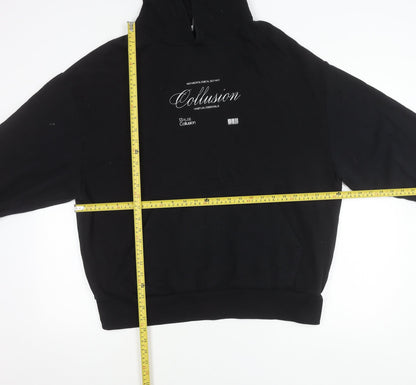 Collusion Womens Black Hoodie UK 10 Pullover Cotton Casual