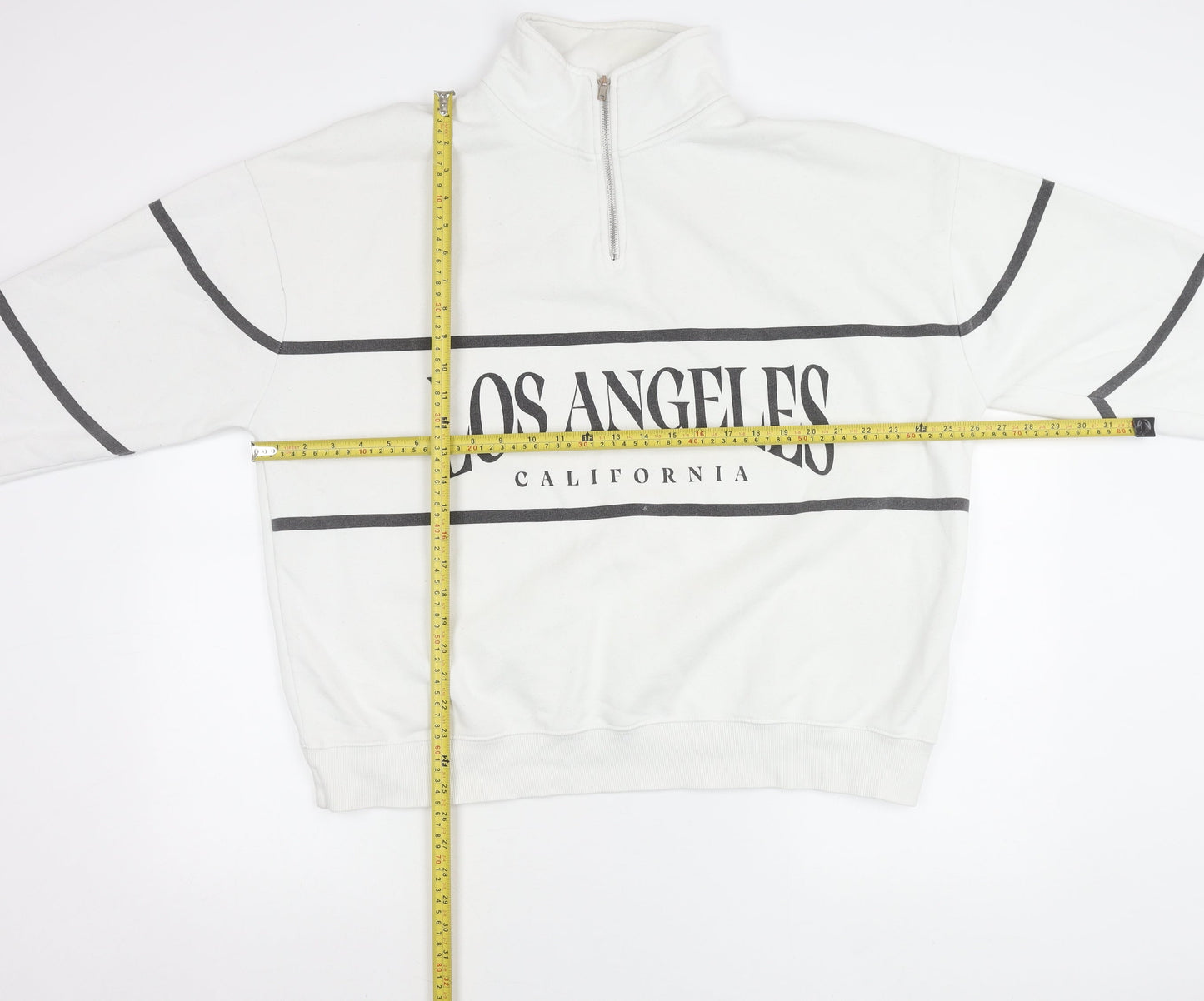 Unisex Adults UK Size XL Pull&Bear White Pullover Sweatshirt