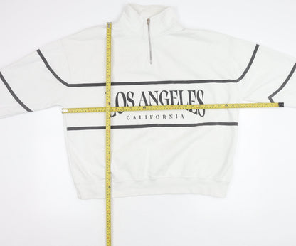 Unisex Adults UK Size XL Pull&Bear White Pullover Sweatshirt