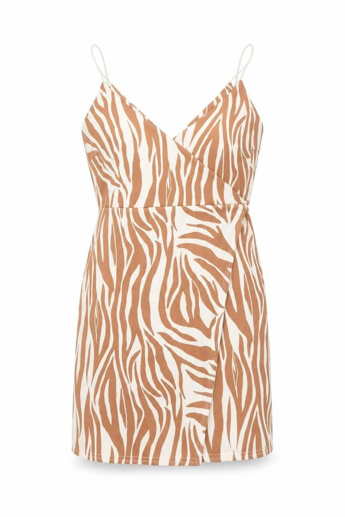 ASOS Women’s Brown Zebra Print Slip Dress Size 12 Summer Casual