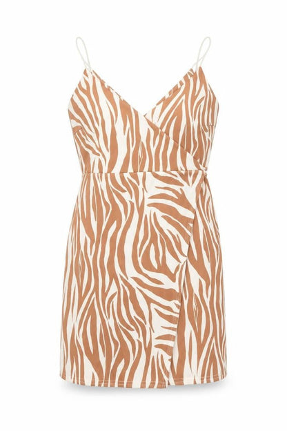 ASOS Women’s Brown Zebra Print Slip Dress Size 12 Summer Casual