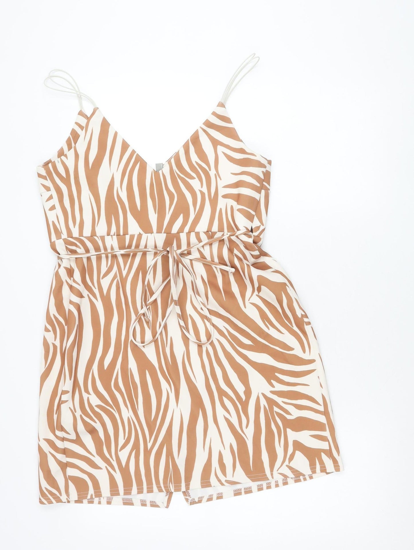 ASOS Women’s Brown Zebra Print Slip Dress Size 12 Summer Casual