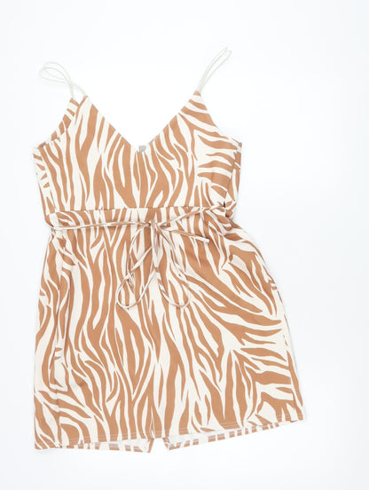 ASOS Women’s Brown Zebra Print Slip Dress Size 12 Summer Casual