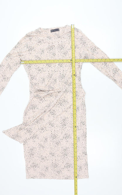 Marks and Spencer Womens Beige Polka Dot Wrap Dress Size 6