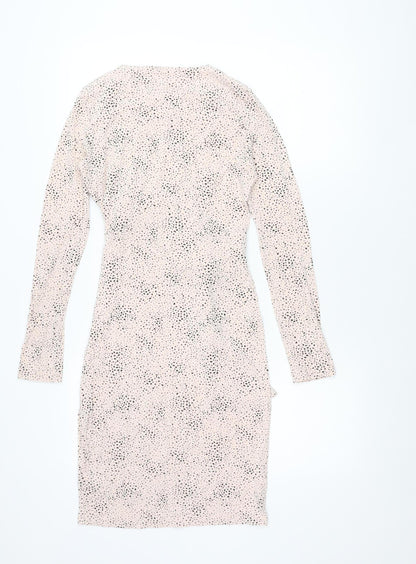 Marks and Spencer Womens Beige Polka Dot Wrap Dress Size 6