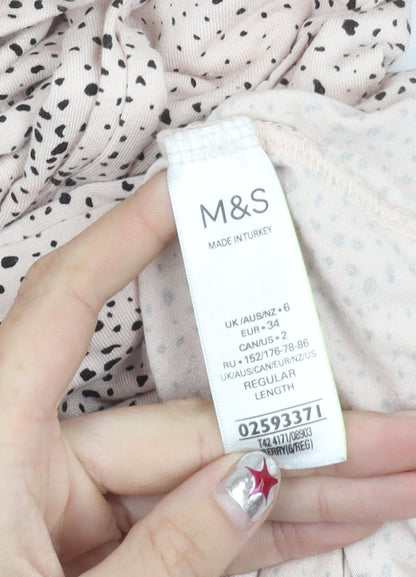 Marks and Spencer Womens Beige Polka Dot Wrap Dress Size 6