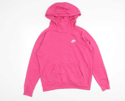 Nike Women’s Pink Hoodie Medium Pullover Sweatshirt Cotton Blend