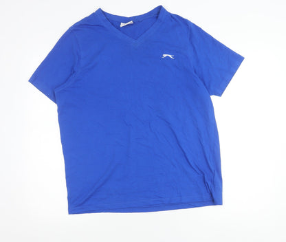 Slazenger Men’s Blue L V-Neck Short Sleeve Cotton T-Shirt