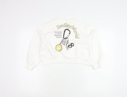 Marks & Spencer Girls White SmileyWorld Graphic Pullover Sweatshirt 6-7Y