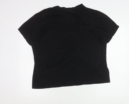 Womens UK Size L PRETTYLITTLETHING Black Cropped T-Shirt