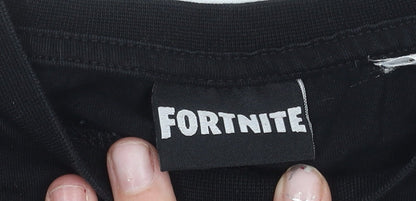 Fortnite Boys Black Blue Grey Colourblock Logo T-Shirt Size S Vanilla Underground