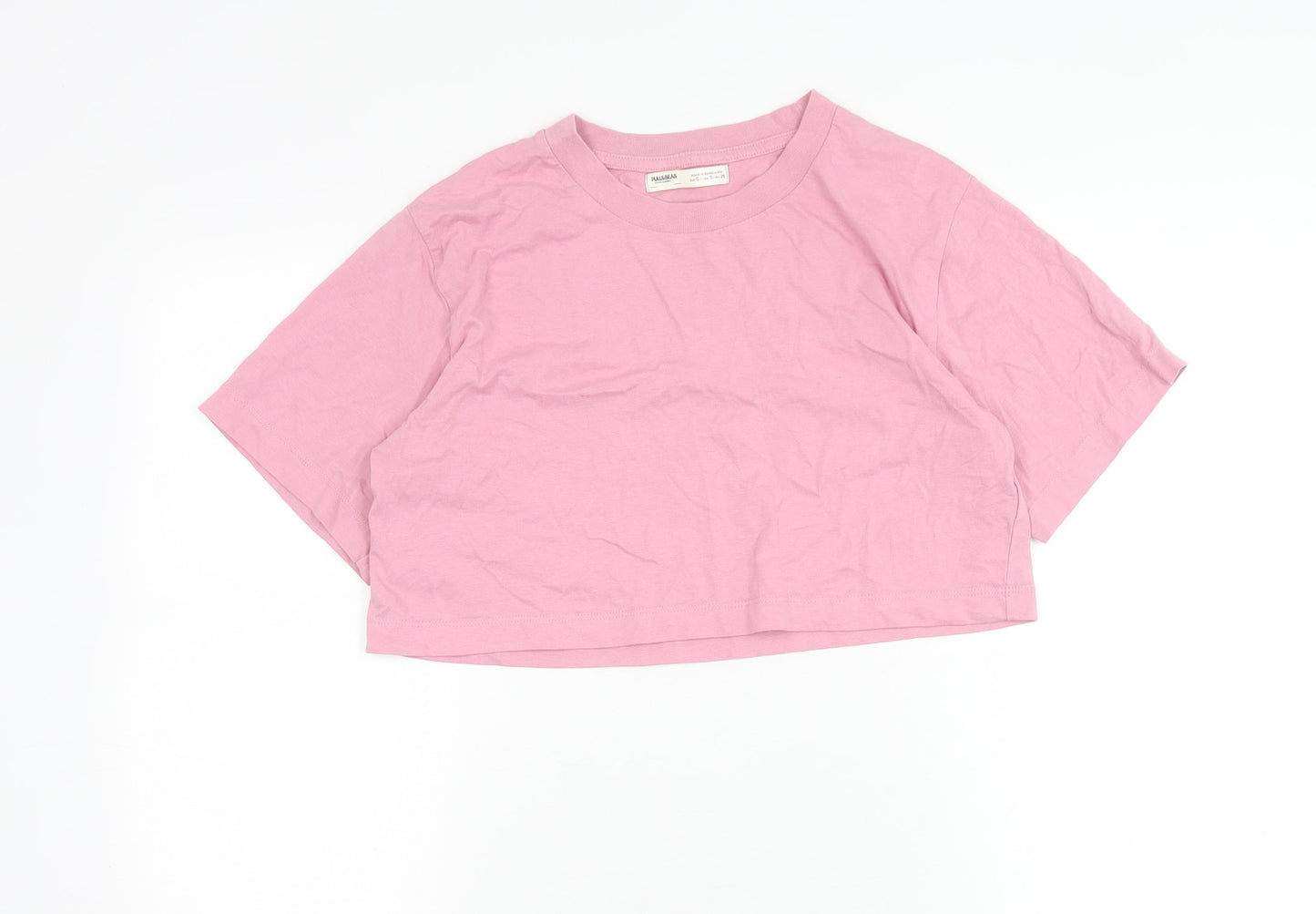 Womens UK Size S Pull&Bear Pink Cropped T-Shirt