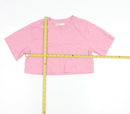 Womens UK Size S Pull&Bear Pink Cropped T-Shirt