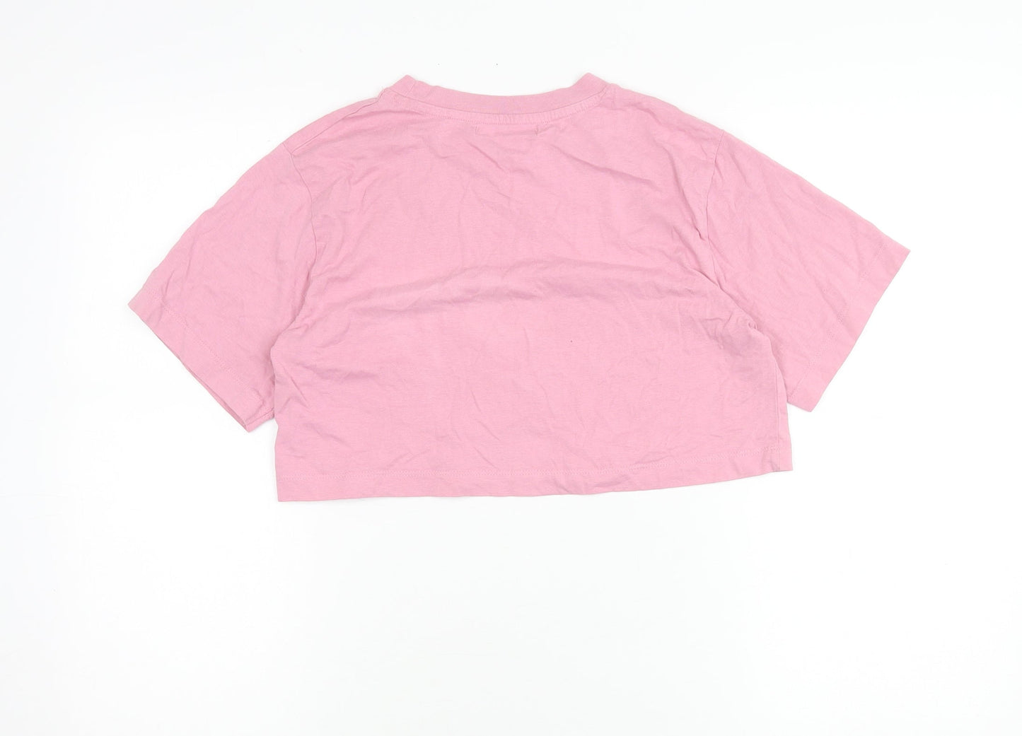 Womens UK Size S Pull&Bear Pink Cropped T-Shirt