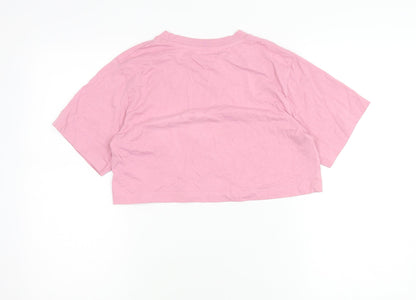 Womens UK Size S Pull&Bear Pink Cropped T-Shirt