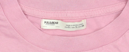 Womens UK Size S Pull&Bear Pink Cropped T-Shirt