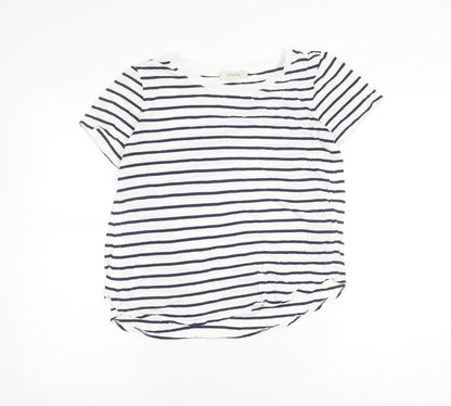Oasis Women’s White Stripe T-Shirt Size S Short Sleeve Viscose