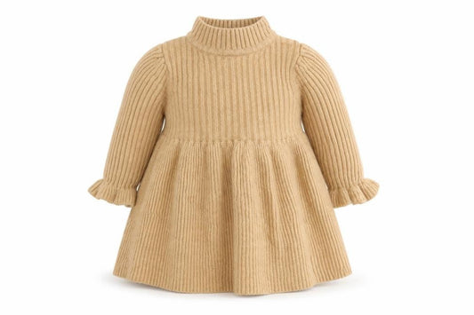 Baby GAP Girls Beige Knit A-Line Dress 3-6 Months Long Sleeve Winter