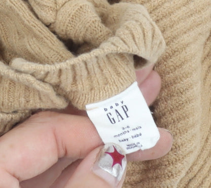 Baby GAP Girls Beige Knit A-Line Dress 3-6 Months Long Sleeve Winter