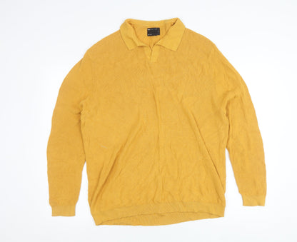ASOS Men’s Yellow Collared Cotton Pullover Jumper Size S