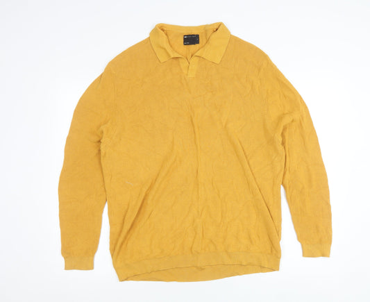 ASOS Men’s Yellow Collared Cotton Pullover Jumper Size S