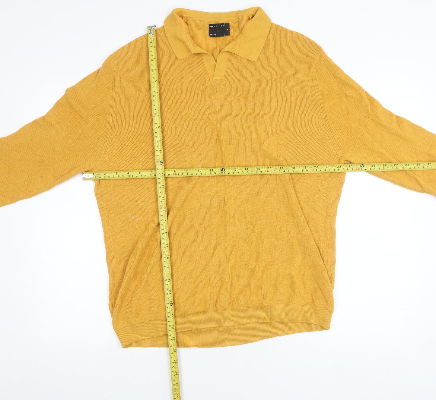 ASOS Men’s Yellow Collared Cotton Pullover Jumper Size S