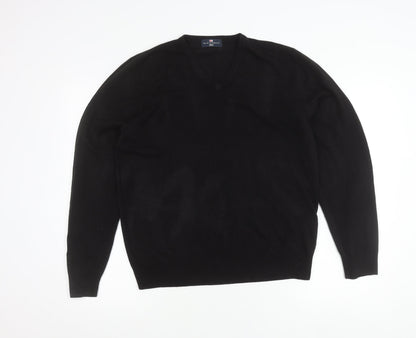 Marks and Spencer Men's Black V-Neck Acrylic Knit Jumper Size L