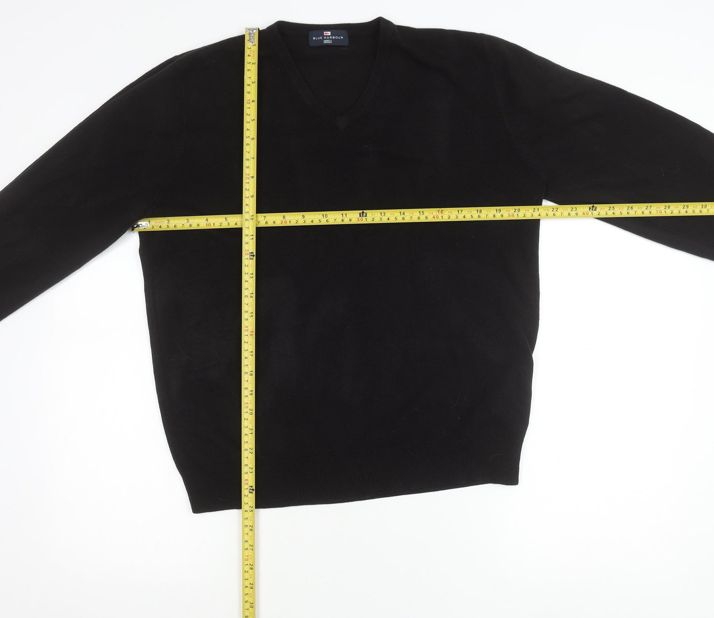 Marks and Spencer Men's Black V-Neck Acrylic Knit Jumper Size L