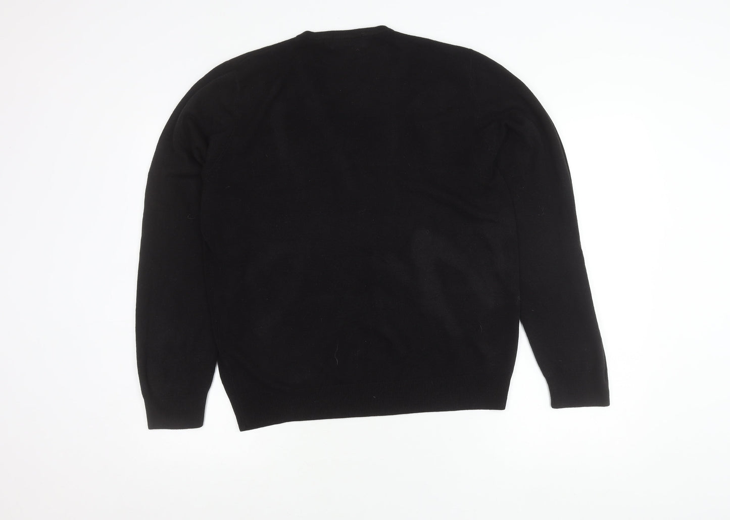 Marks and Spencer Men's Black V-Neck Acrylic Knit Jumper Size L
