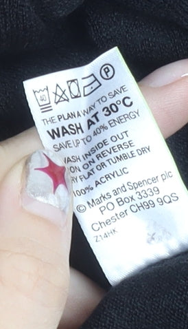 Marks and Spencer Men's Black V-Neck Acrylic Knit Jumper Size L