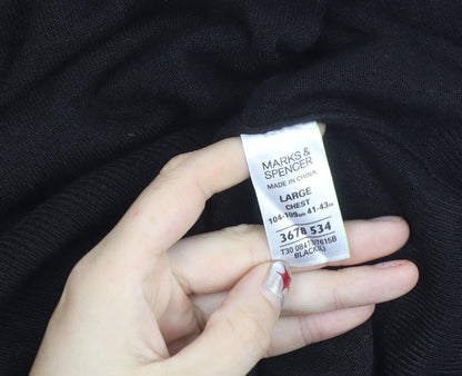 Marks and Spencer Men's Black V-Neck Acrylic Knit Jumper Size L