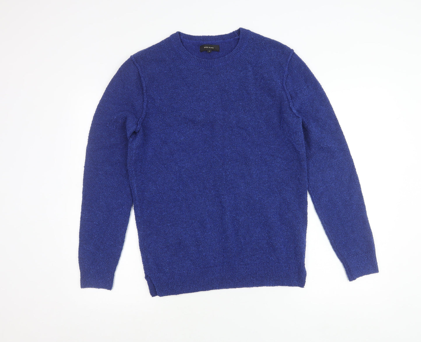 River Island Men’s Blue Knit Pullover Jumper Size S Crew Neck