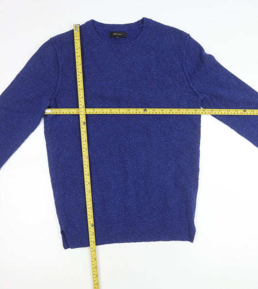 River Island Men’s Blue Knit Pullover Jumper Size S Crew Neck