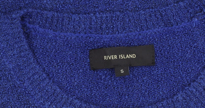 River Island Men’s Blue Knit Pullover Jumper Size S Crew Neck