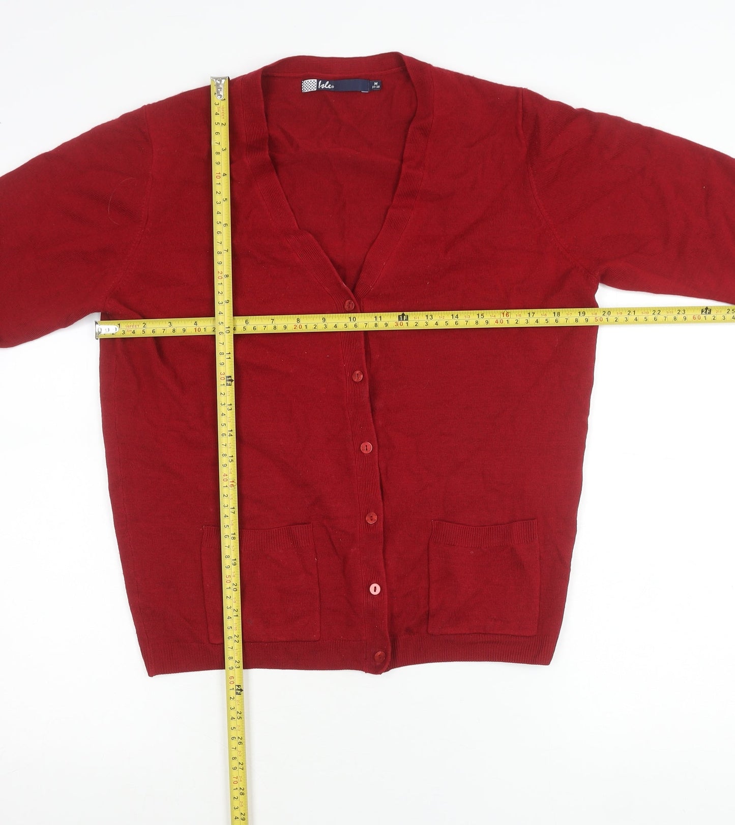 Womens UK Size 14 Isle Red Cardigan Jumper