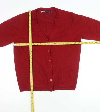 Womens UK Size 14 Isle Red Cardigan Jumper