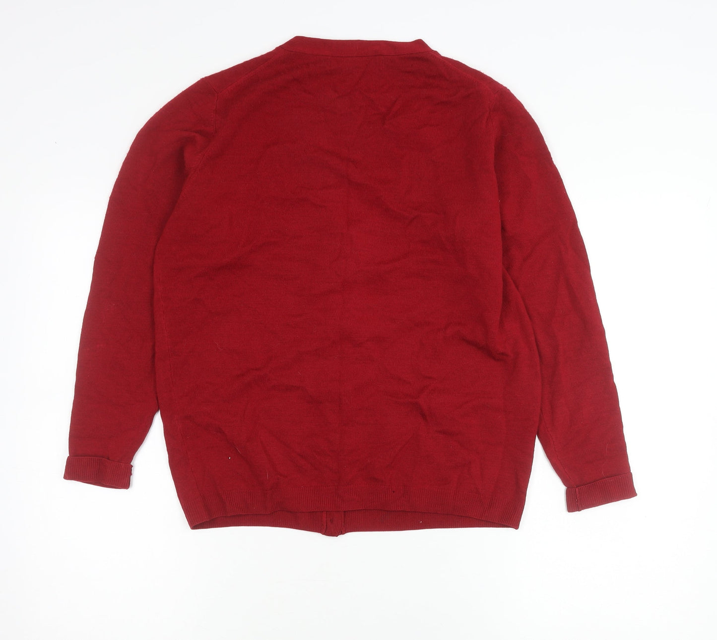 Womens UK Size 14 Isle Red Cardigan Jumper