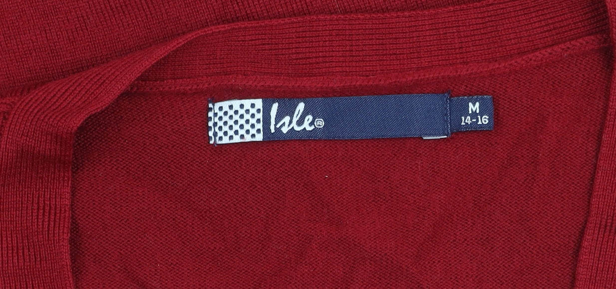 Womens UK Size 14 Isle Red Cardigan Jumper